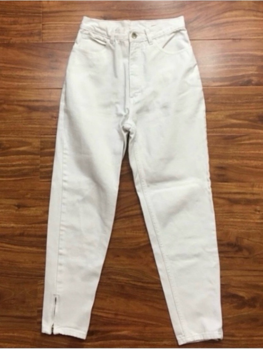 Vintage Sergio Valente Womens Off White High Waist Slim Taper Ankle Jeans Size 7